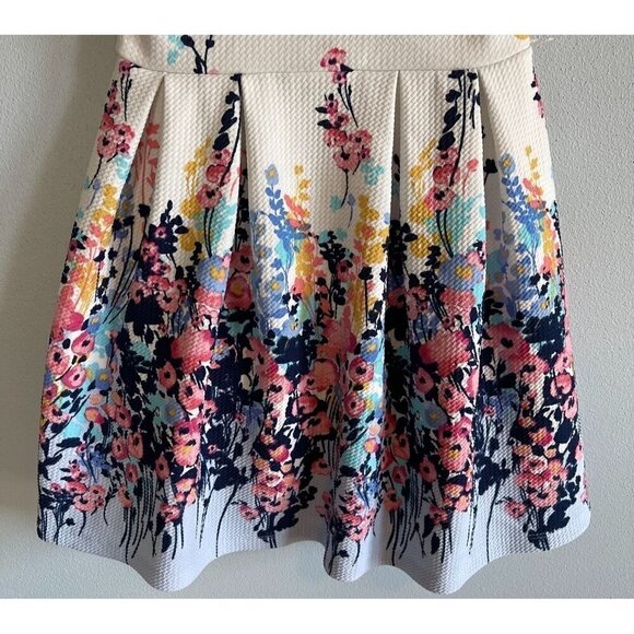 Knit Works Multi Color Floral Dress Girls 7 Sleeveless Pleated A Line Fully Line - Picture 5 of 11